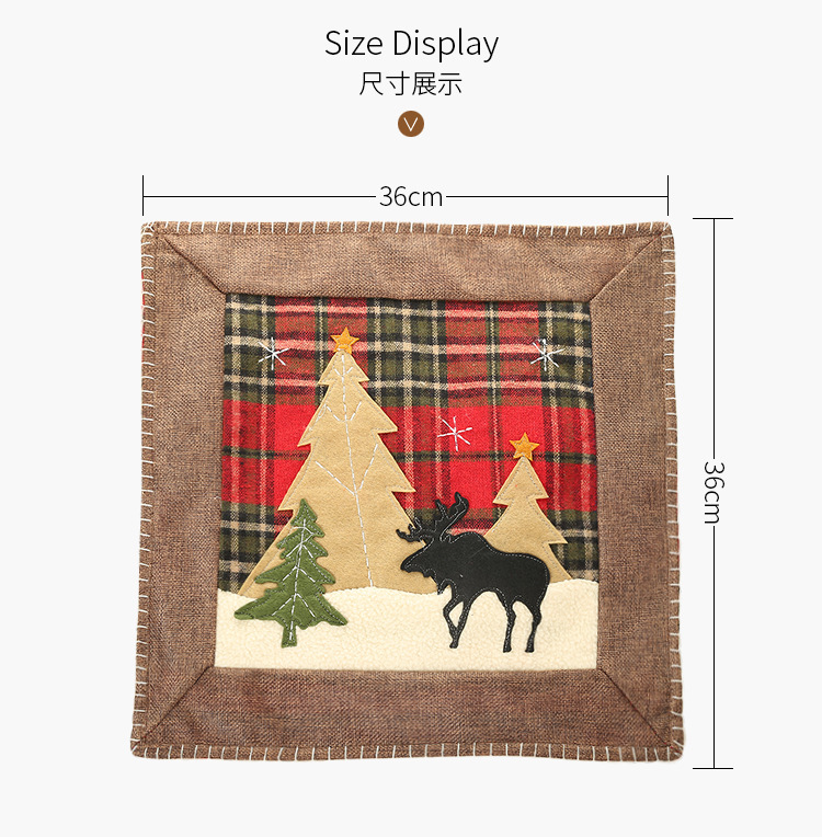 Christmas New Products Decorative Plaid Pillow Case Patch Cloth Pillow Case Elk Small Pillow Case Pillow Cover Gift display picture 2