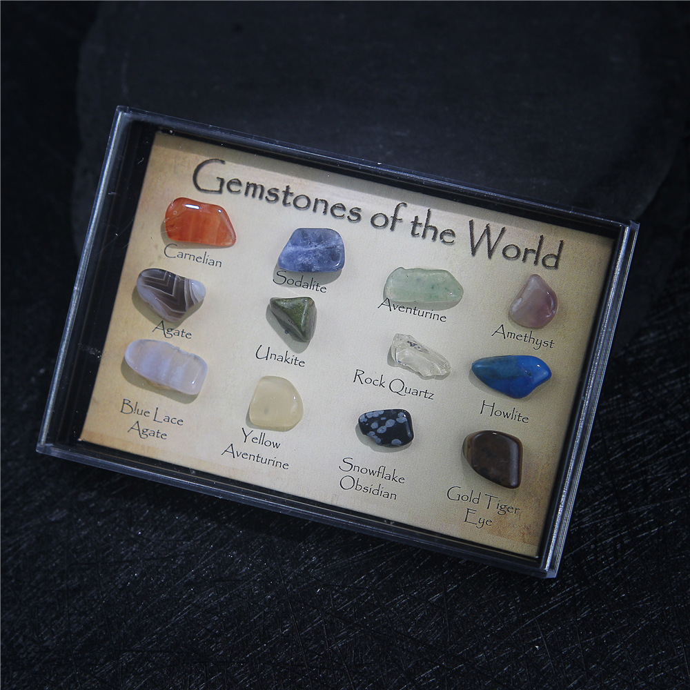 外贸盒装天然水晶玛瑙石英石套装 wish亚马逊shopee盒装宝石石头|ms