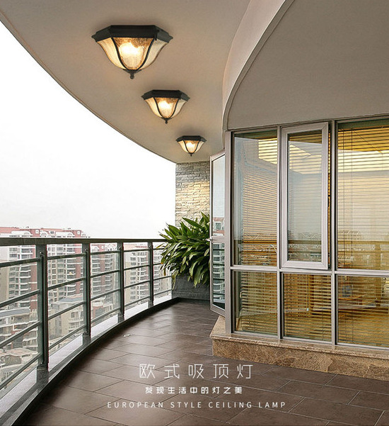 工厂批发户外欧式防水吸顶灯防水阳台室外凉亭灯走廊过道庭院灯
