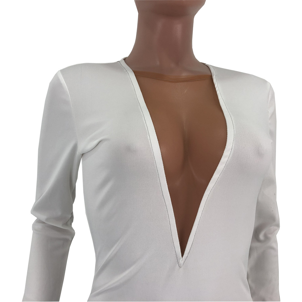 Women's Clothing YT3198 One Piece Women's Feather Mesh Splicing Dress_voghion.com