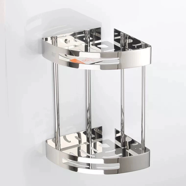 304 Двухслойная стойка для ванной комнаты Штатив для ванной Угловая стойка Край из нержавеющей стали Треугольник Синий Ванная комната