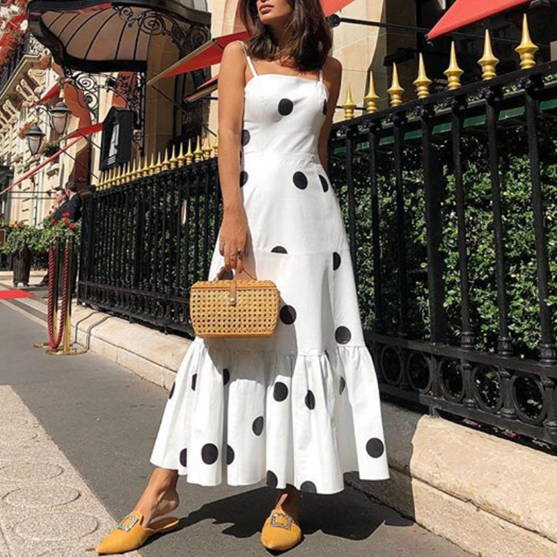 polka dot printed tube top slip dress NSONF123831