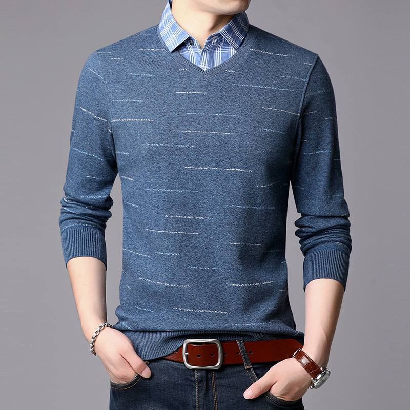 Pull homme JI YUANLONG en Mélange de coton - Ref 3417779 Image 1