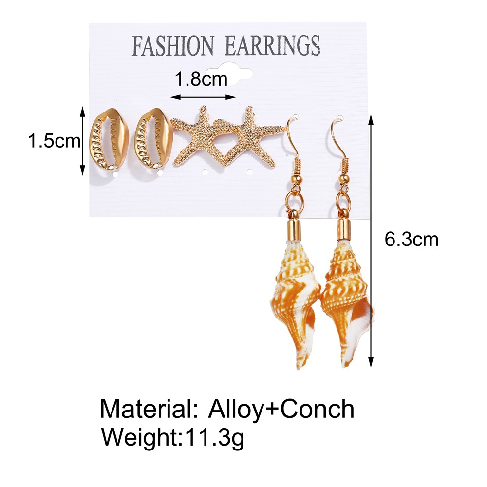 New Creative Retro Golden Silver Shell Scallop Earring Set Wholesale Nihaojewelry display picture 19