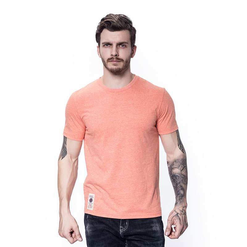 BASIC POWER20 Summer Creative Vielseitig gewaschene und polierte reine Baumwolle mit klarer Farbe Herren-Kurzarmshirt mit Rundhalsausschnitt_voghion.com