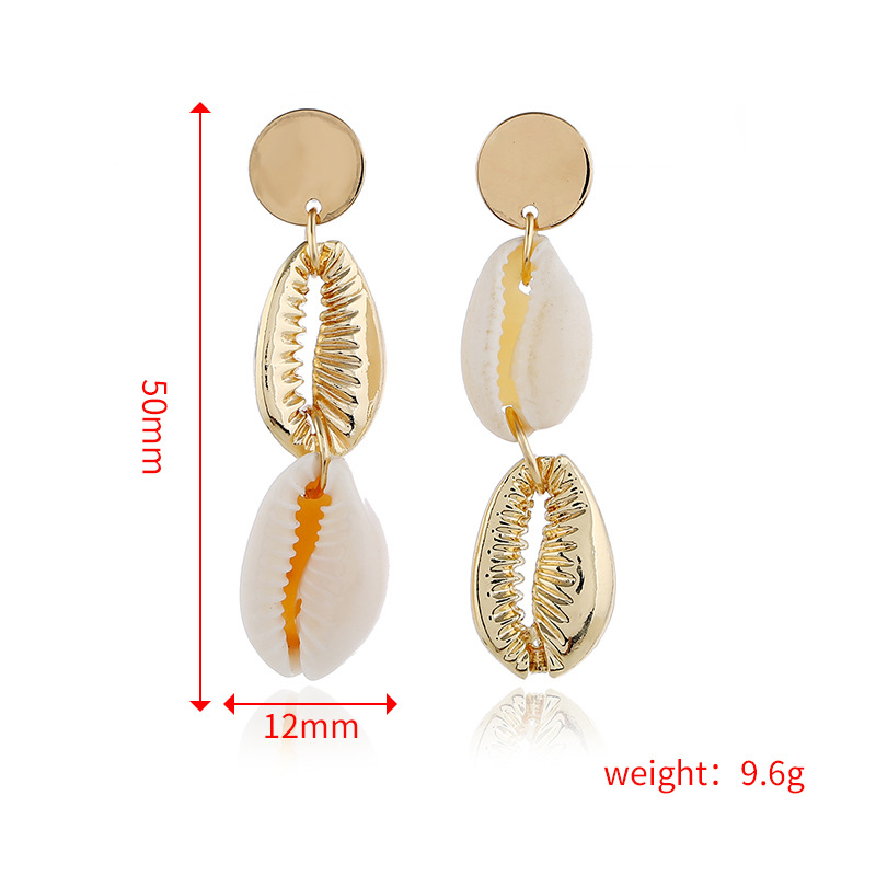 Bohemian Style Golden Shell Alloy Pendant Earrings display picture 1