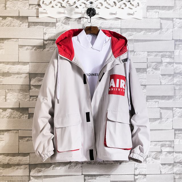 Men’s hooded printed letter coat casual versatile jacket for men in spring and Autumn