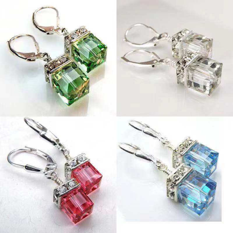 Square Pattern Fashion Square Alloy Plating Inlay Artificial Gemstones Women's Drop Earrings 1 Pair