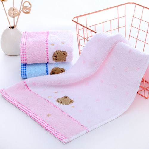 Gold size children's towel soft and absorbent pure cotton untwisted yarn face towel cute bear face towel