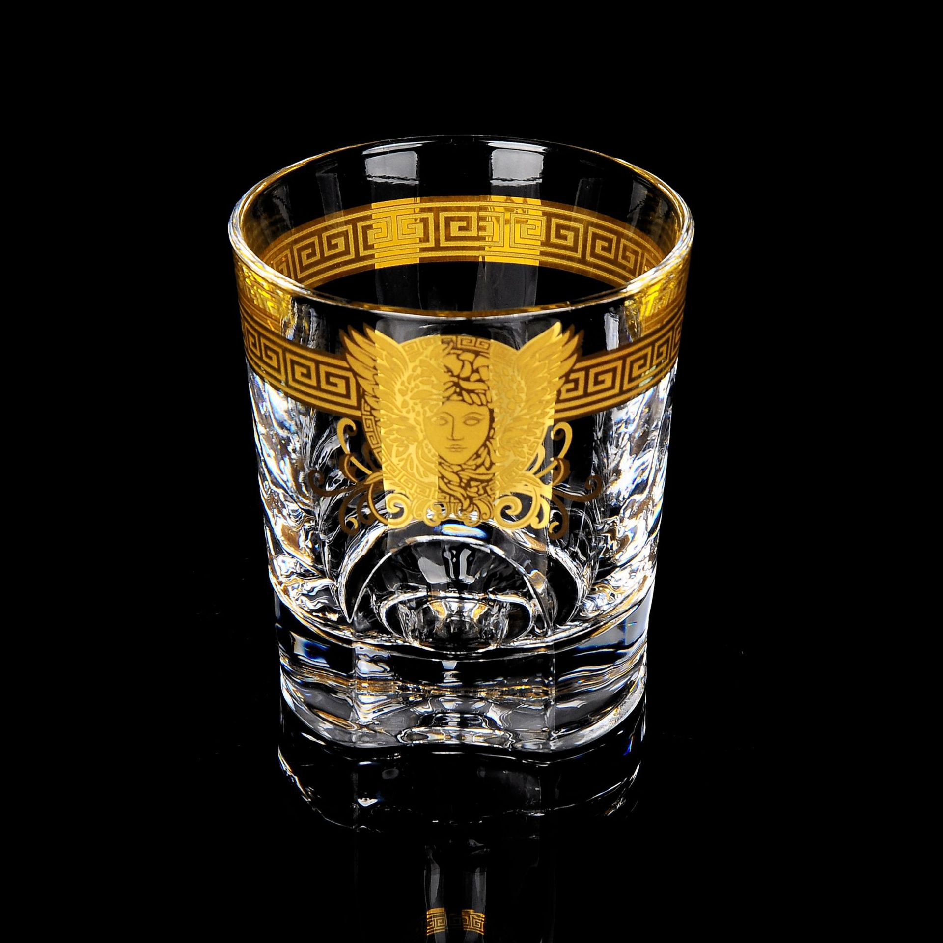 捷克品质水晶玻璃杯酒吧专用真金花纸威士忌杯啤酒杯洋酒杯烈酒杯