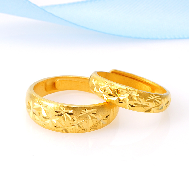 Moda Chapado en cobre 999 oro estrellado abierto anillo de hombres y mujeres venta al por mayor de suministro transfronterizo pareja anillo de oro de Vietnam