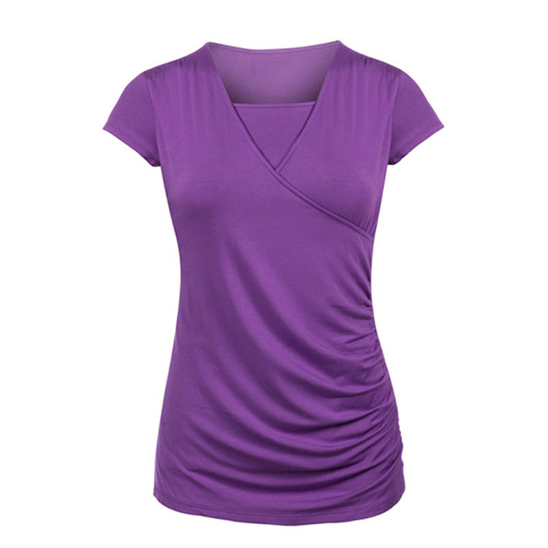 Cross-Border special version of AliExpress ebay European and American foreign trade V-collar short sleeve slim maternity T-shirt lactation coat