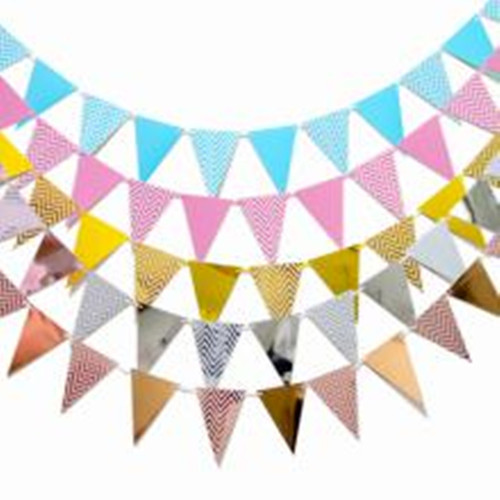 Threaded bronzing pennant festive party decoration supplies birthday flag banner conjoined birthday bunting flag flower
