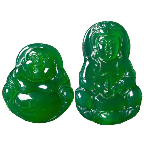 Ice green chalcedony pendant agate Guanyin Buddha pendant men and women jade Maitreya Buddha jade pendant live supply wholesale