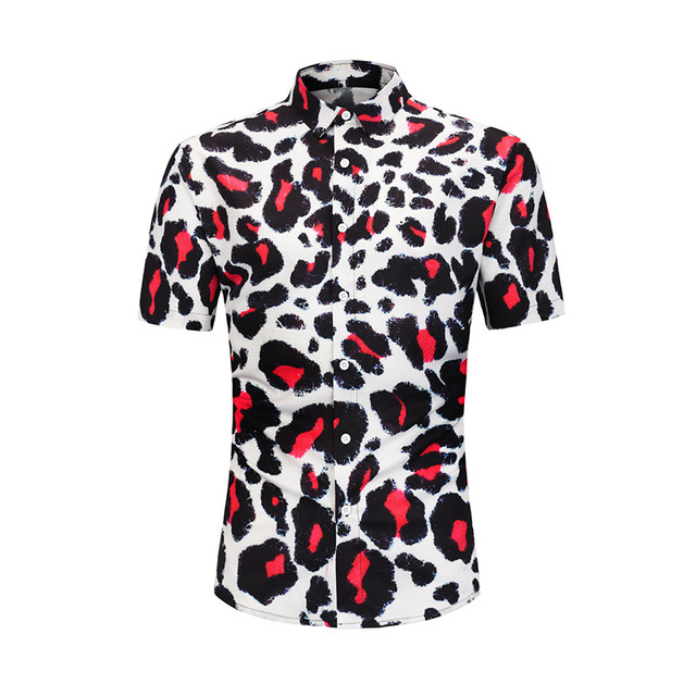 Large-size shirts with loose leopard print and 3D printing shirts