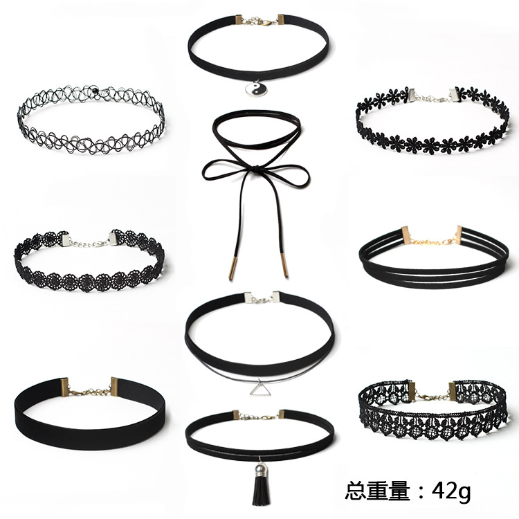 Mode Gothic Lolita Choker Kragen Halskette Set display picture 11