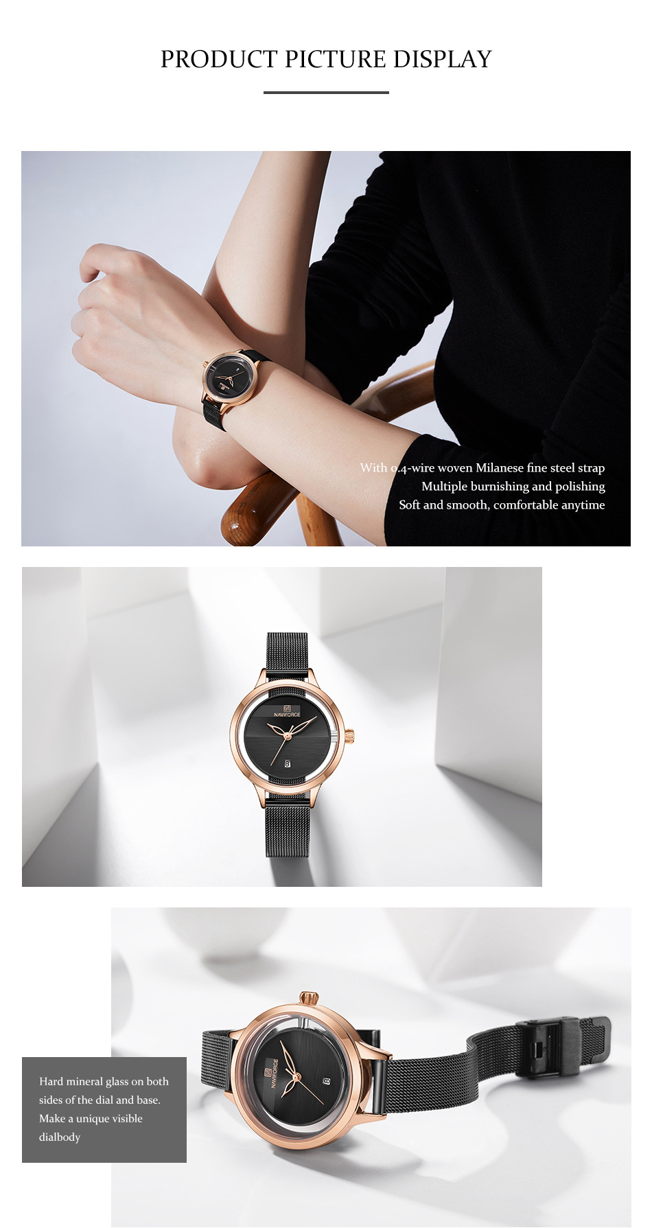 Women's Quartz Watch Mesh Band Calendar Waterproof Fashion Design_voghion.com