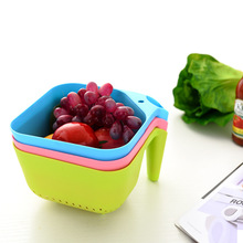 创意水果篮子厨房蔬菜水果沥水蓝镂空带把手可印刷