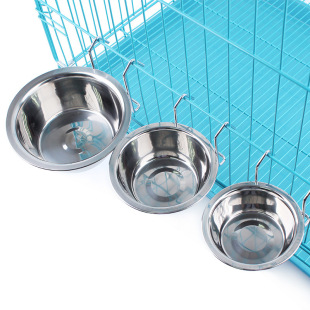 New stainless steel pet bowl single bowl dog cage hanging fixed dog bowl dog bowl cat universal large and medium small size
