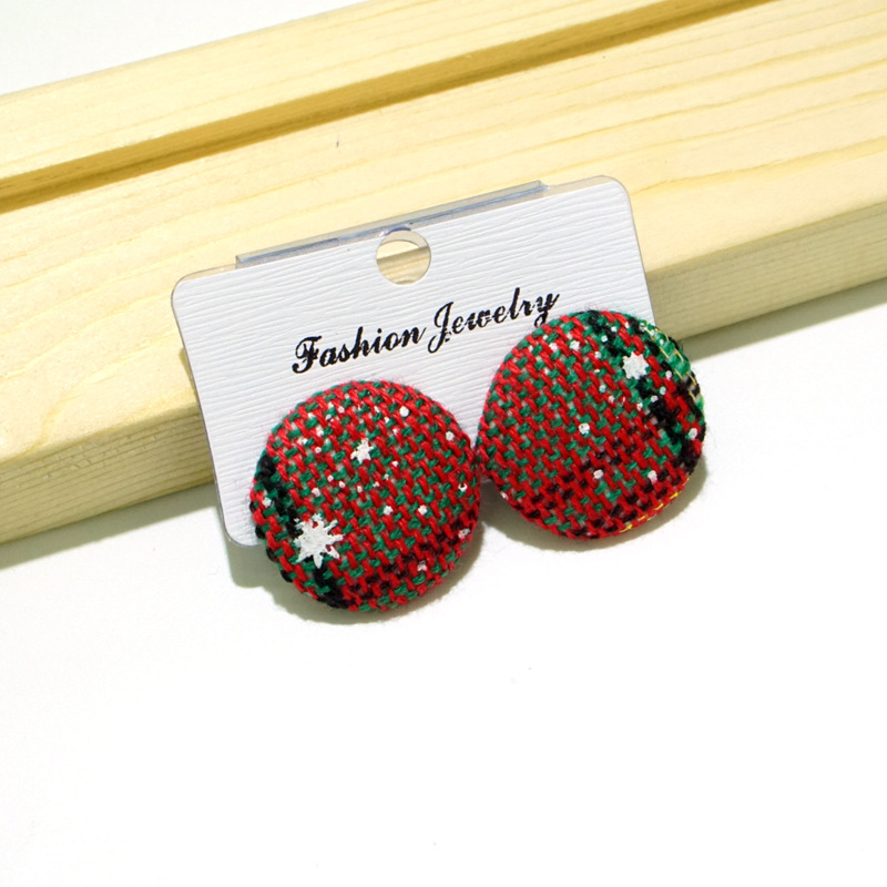 Fashion Round Cloth Christmas Women's Ear Studs 1 Pair display picture 5