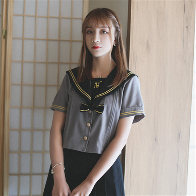 Pinxian Organ Deer Japanese-Style Authentic Jk Uniform Soft Girl Embroidered Long-Sleeved Mid-Length Dress Autumn and Winter Sailor Suit
