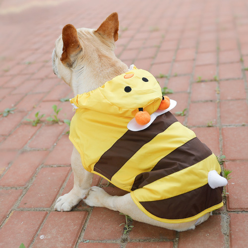 Wholesale Pet Raincoat Corgi French Bulldog Teddy Border Collie Golden Retriever Large Dog Waterproof Little Bee Clothes