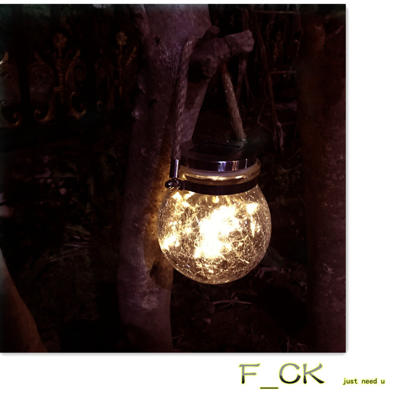 Cross-border outdoor solar glass bottle lamp, street lamp, copper wire lamp, crack solar outdoor special decoration, camping detail image 8