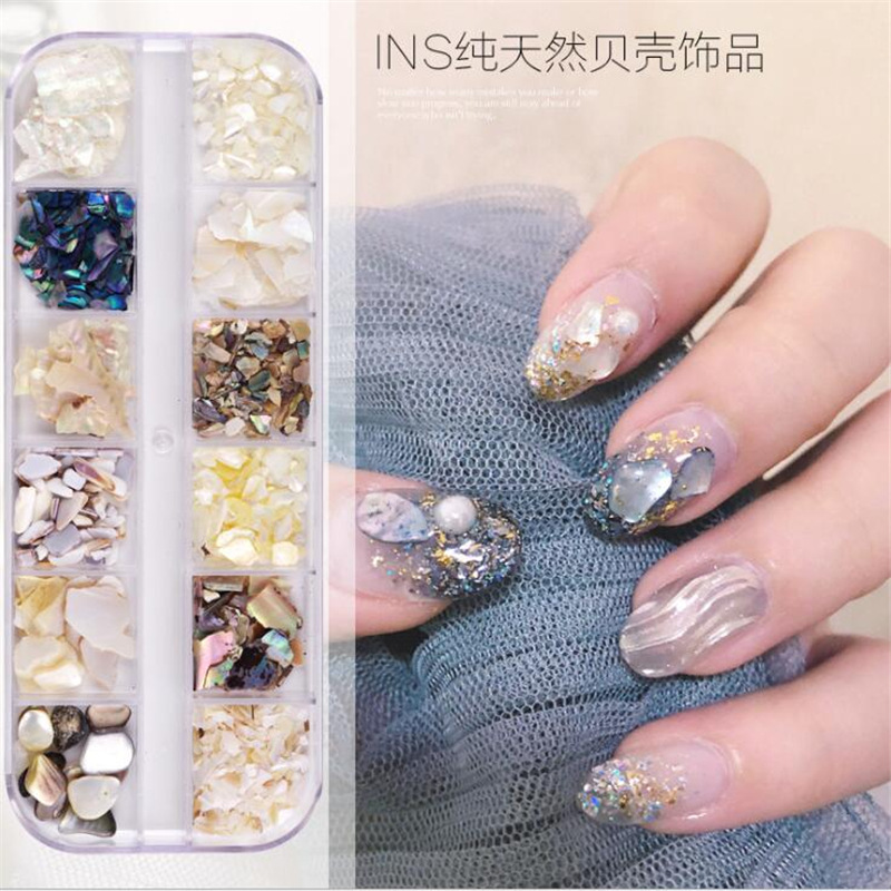 Estilo japonés joujou mismo estilo Internet celebrity nail beauty pieza de concha natural abulón grueso alto traje de joyería de uñas brillantes