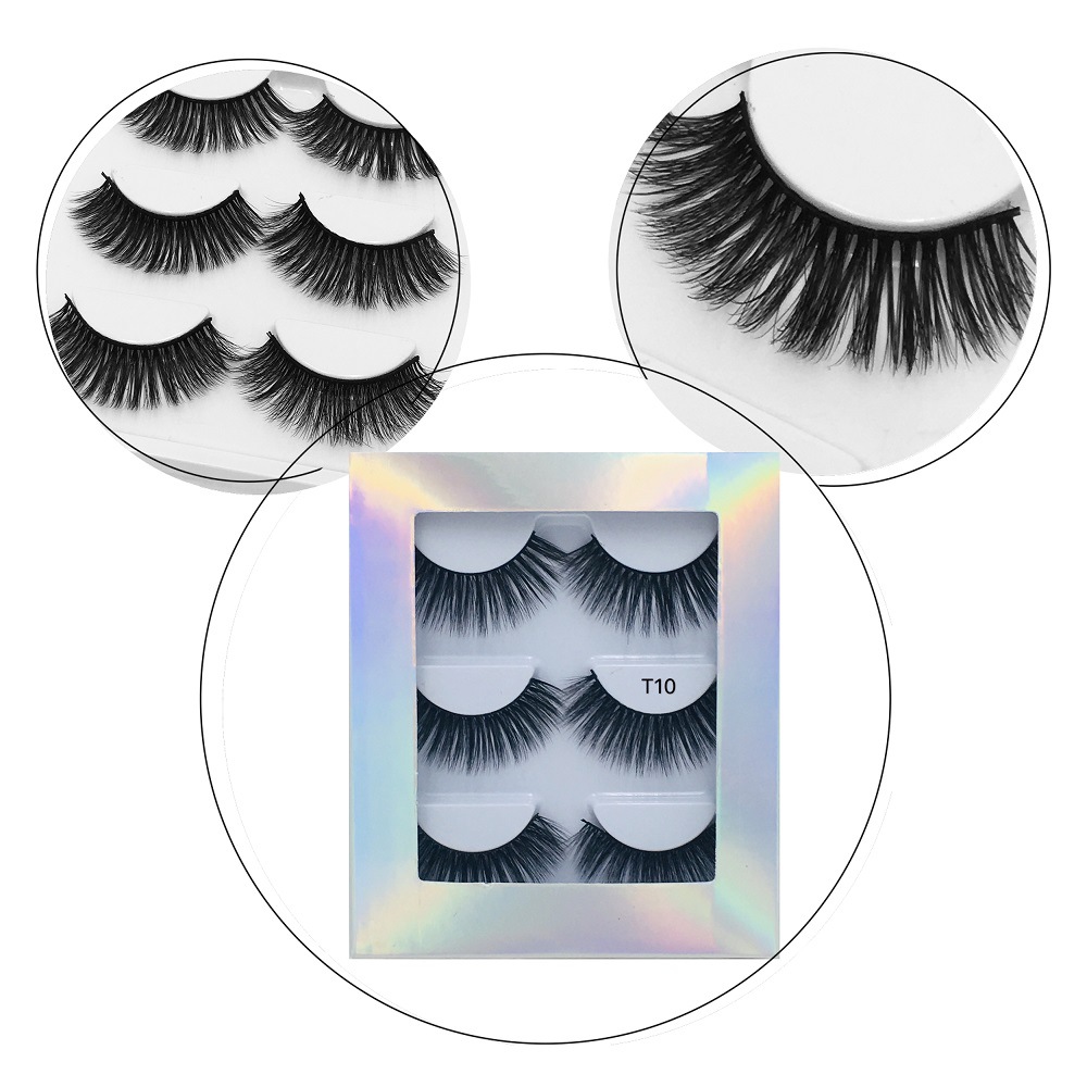 3 Pairs Of Mink Hair Long Thick False Eyelashes display picture 10