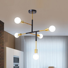 個性化吧台創意枝形鐵藝LED燈具E27接口球泡光源設計師鐵藝吊燈