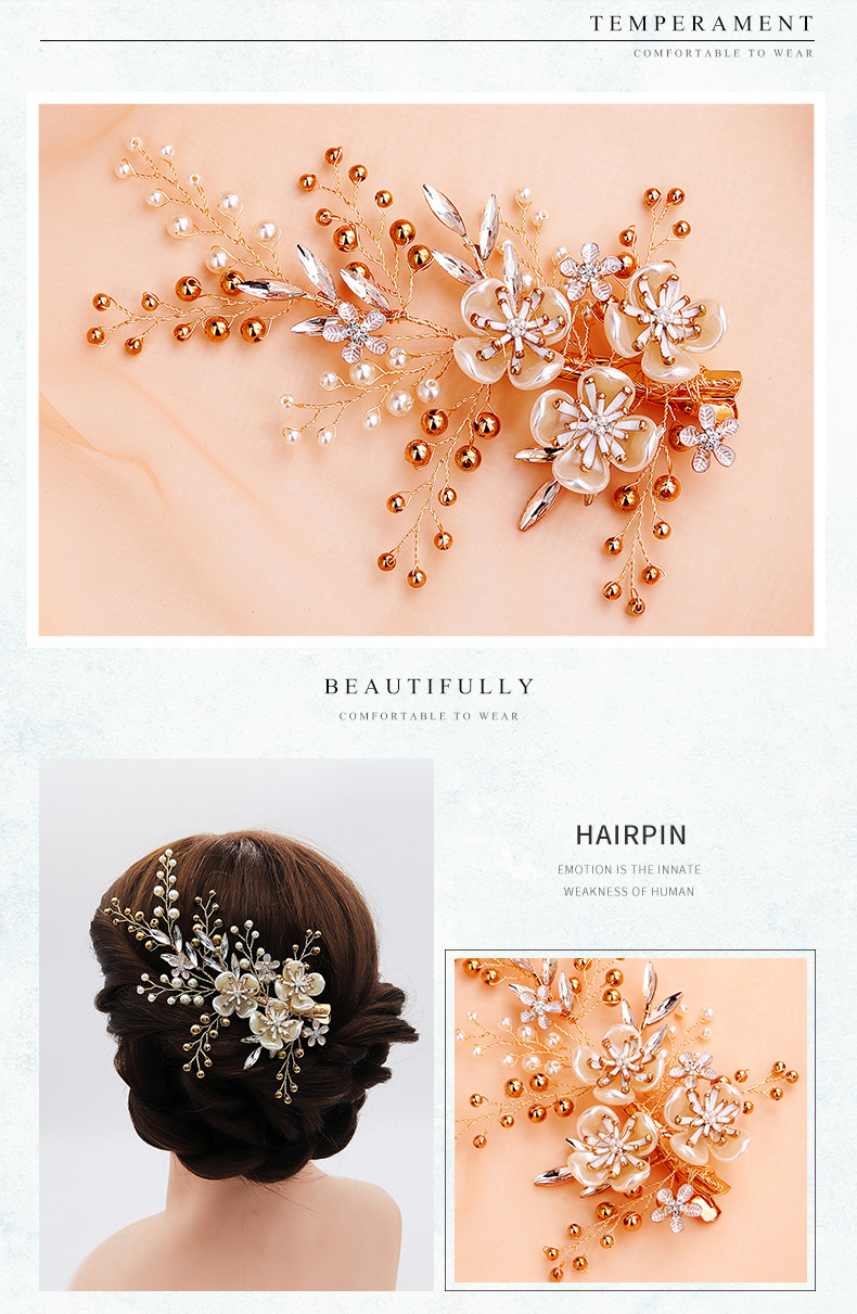 Wedding Headdress Handmade Pearl Hairpin Accessories Bridal Wedding Hair Accessories display picture 3