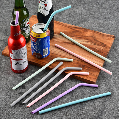 厂家批发小号硅胶吸管创意果汁奶茶饮料宝宝直管弯管循环使用批发|ms