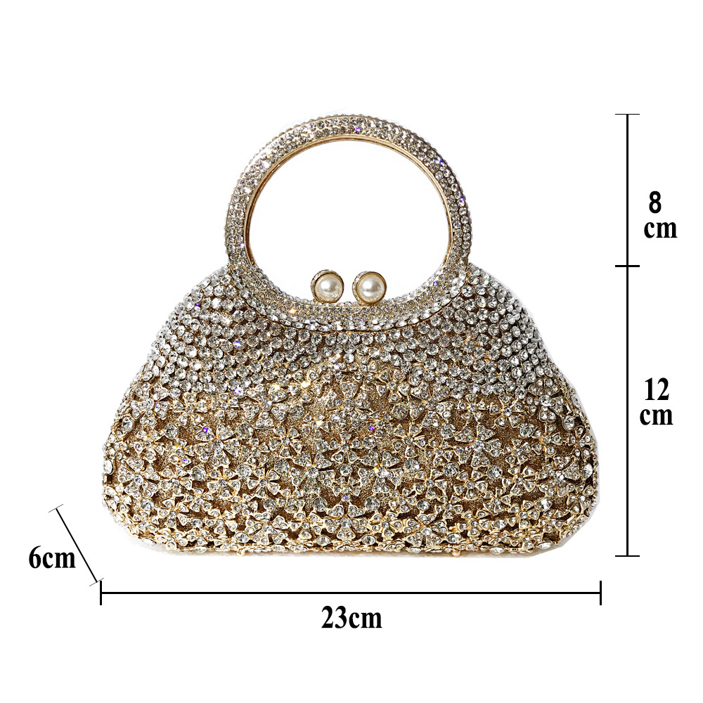 Túi clutch nữ đính kim cương giả dự tiệc cao cấp kích thước 23x12x6 cm — Màu đen chi tiết 1