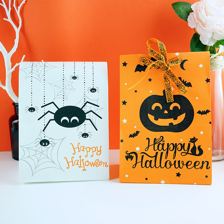 Foreign Trade New New Halloween Gift Bag Halloween Candy Paper Bag Pumpkin Spider Packing Bag display picture 1