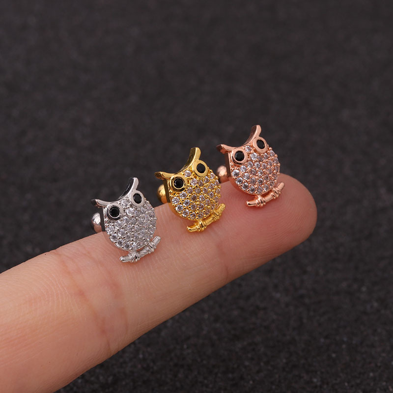 Ear Cartilage Rings & Studs Ethnic Style Cartoon Character 316 Stainless Steel  Copper Zircon display picture 8
