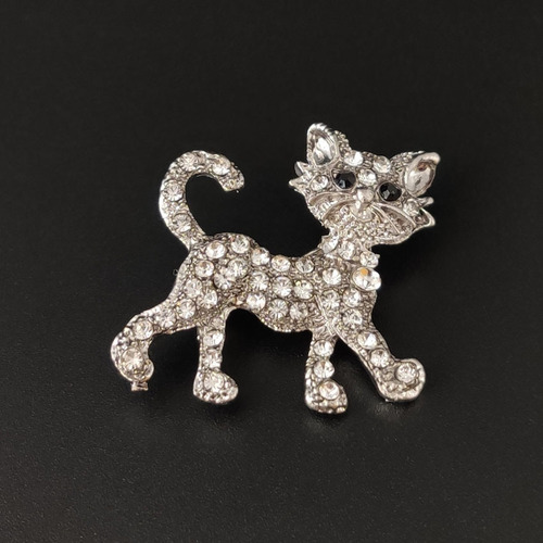 Crystal alloy cute kitten brooch, best-selling foreign trade lapel pin, women's clothing pin, accessories