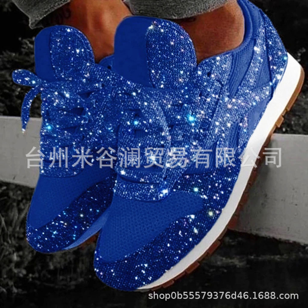 Wish Amazon popular flat bottomed muffin Sequin casual shoes for women