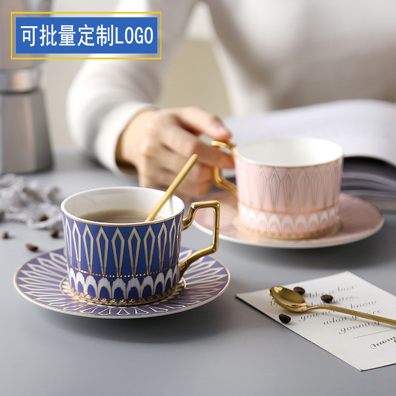 炫金陶瓷咖啡杯金边欧式英伦咖啡杯套装下午茶杯子茶杯带碟勺|ms