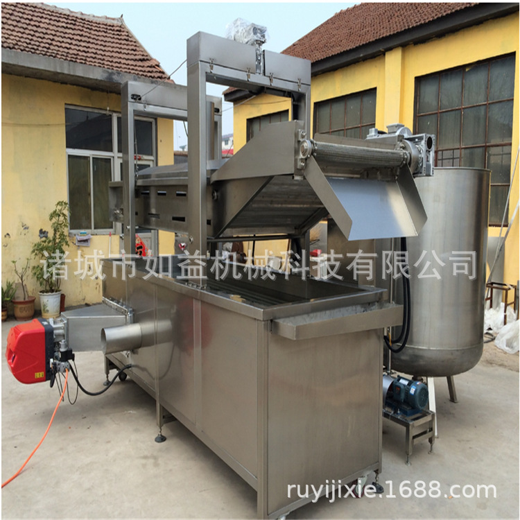 燃气加热鸡块油炸锅 全自动鸡肉块油炸流水线 烧鸡油炸过油机如益