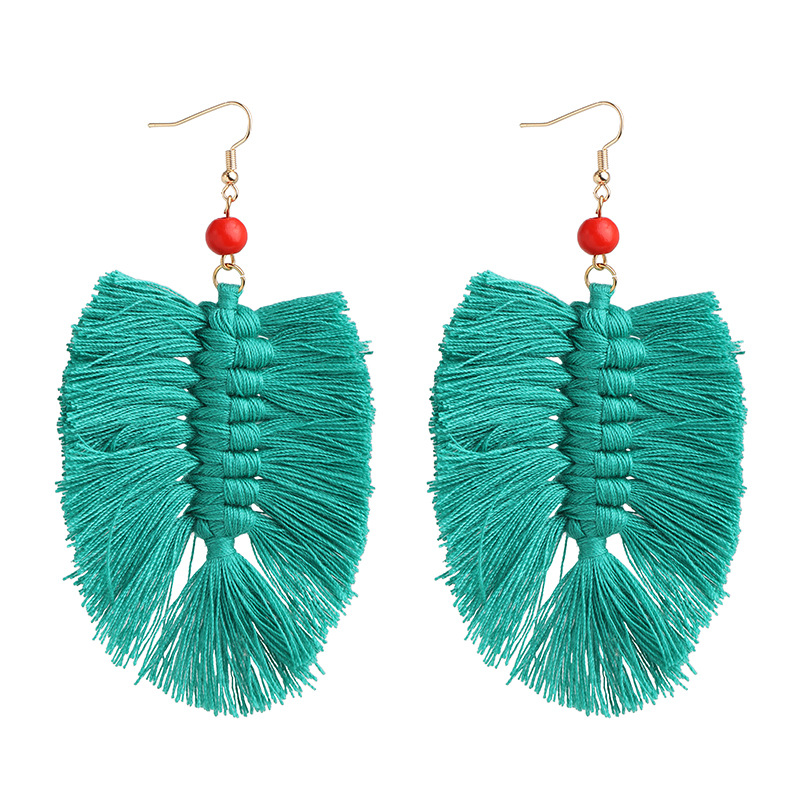 Geometric Handmade Tassel Earrings Female Retro Square Earrings Bohemian Women display picture 7