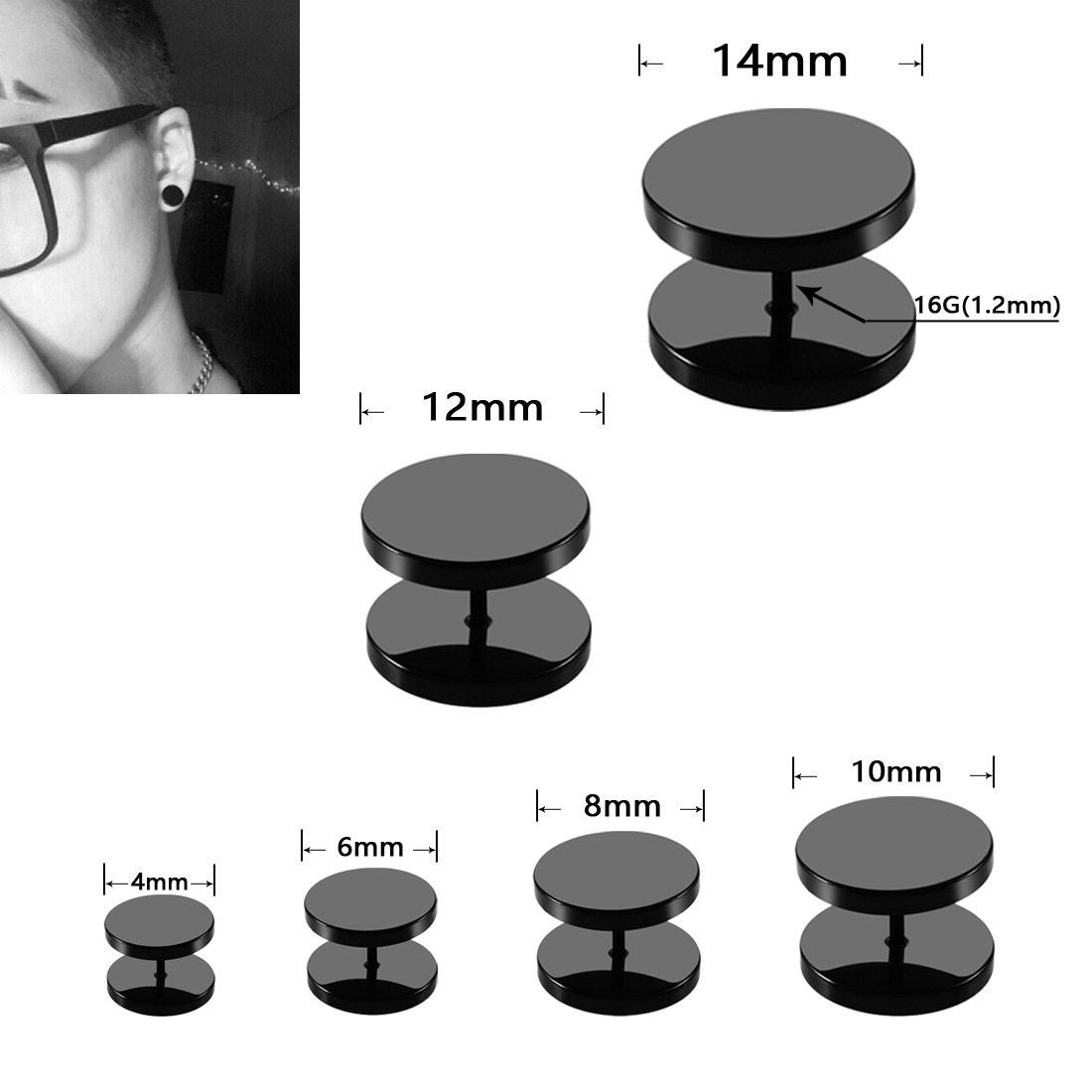 1 Piece Simple Style Solid Color Plating Stainless Steel Ear Studs display picture 2