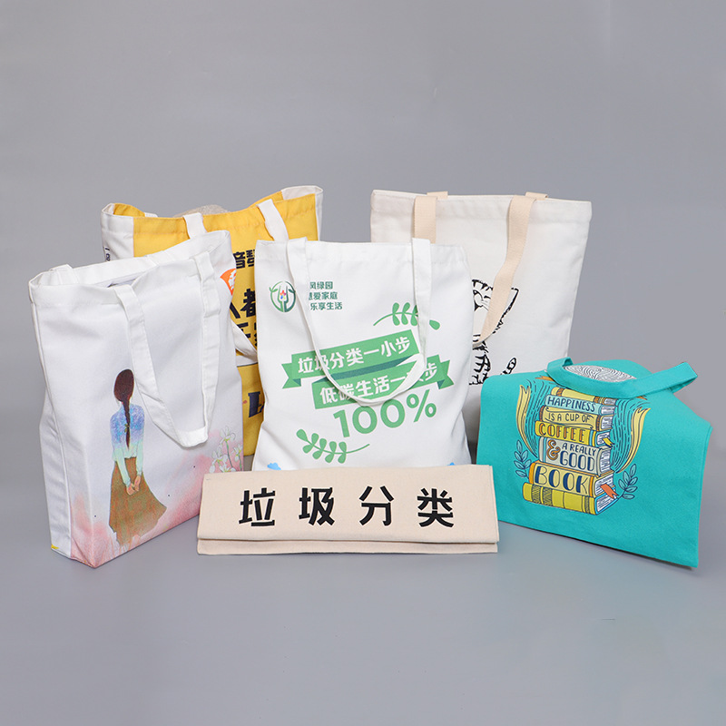 平纹编织质地坚牢防水帆布手提袋服装购物时尚帆布包透气轻盈印刷