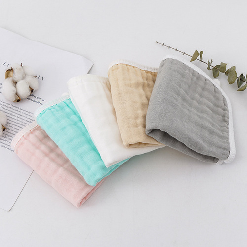 Cotton gauze square towel, newborn baby saliva towel, infant handkerchief, colorful high-density face towel, children's small towel