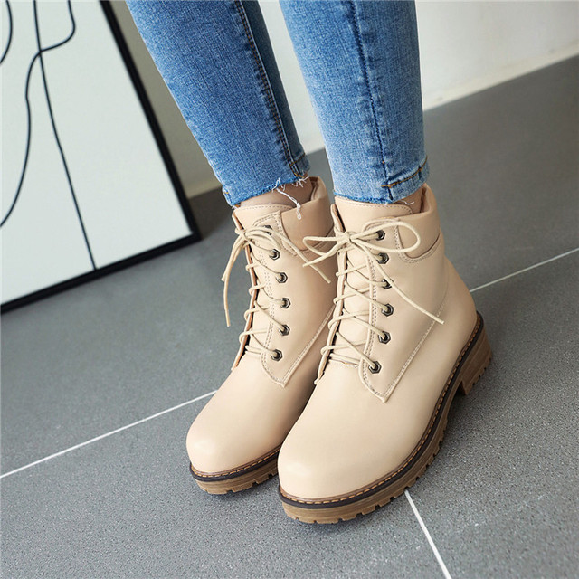 New autumn and winter waterproof platform middle heel women’s boots high top fashion Martin boots