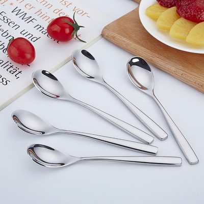 加厚304不鏽鋼茶勺甜品咖啡攪拌勺 兒童湯更鏡面抛光西餐餐具勺子