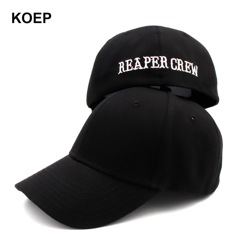 Foreign Trade Cap Cross-Border E-Commerce Letter Embroidery Reaper Crew Full Size Elastic Band Pure Color Cotton Baseball Cap