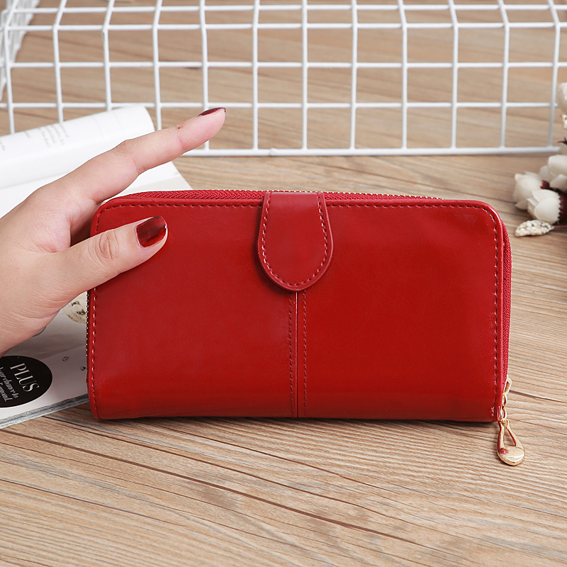 Leather Large-capacity Clutch Bag Elongated Concealed Buckle Wallet Card Holder display picture 6