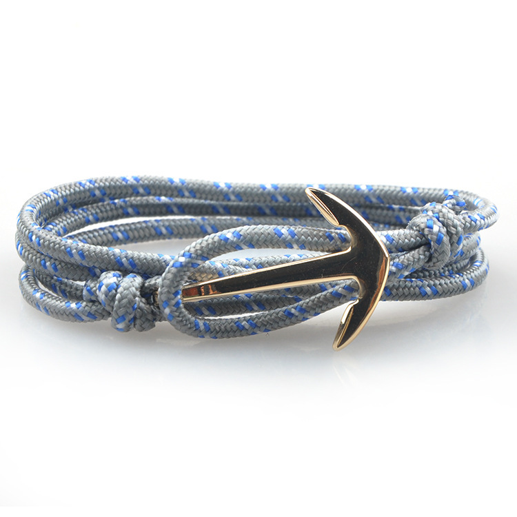 European and American fashion handmade braided rope bracelet boat anchor fishhook fishtail adjustable friendship hand rope fashion