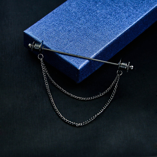 Metal tassel chain collar pin men's and women's shirt T-shirt corner button one-word pin brooch tie collar bar
