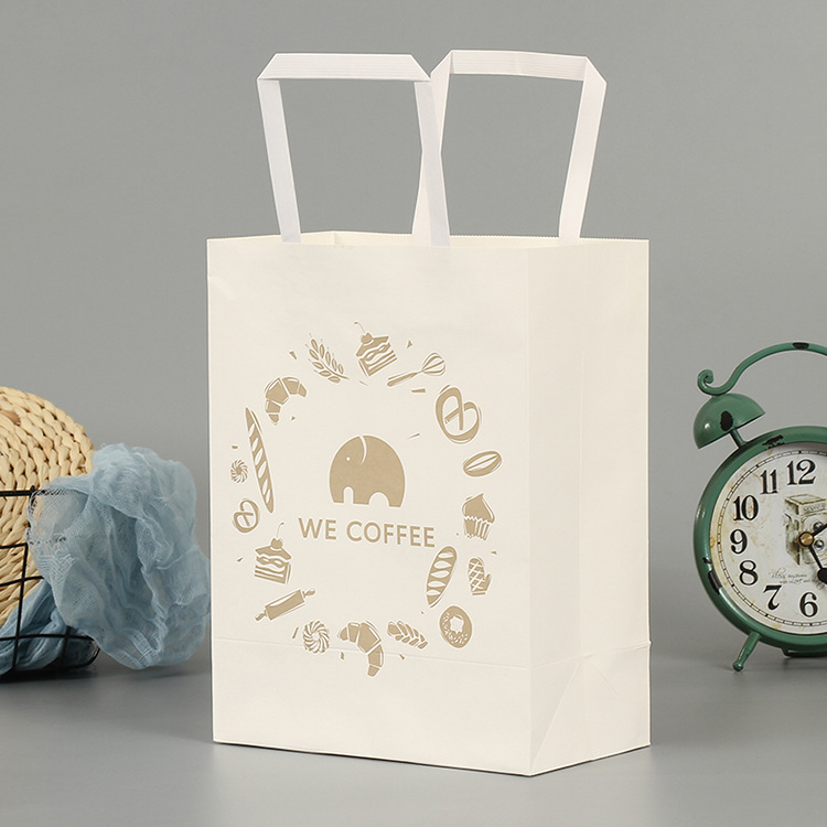 牛皮纸手提袋定做快餐外卖打包袋子西点纸袋咖啡奶茶打包袋现货